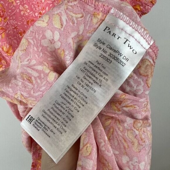 Part Two 2 Women’s 40 US Medium Pink Floral Short Sleeve Wrap Midi Dress Summer - Picture 11 of 14